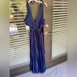 Abercrombie Giselle Pleated Cutout Maxi Dress - Navy